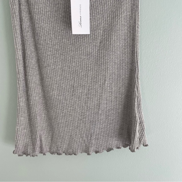 Lovers + Friends Ribbed One-Shoulder Tank Top Grey NWT - Picture 3 of 7
